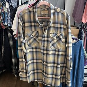 DIXXON Blue and Yellow Plaid Casual Button Down Shirt